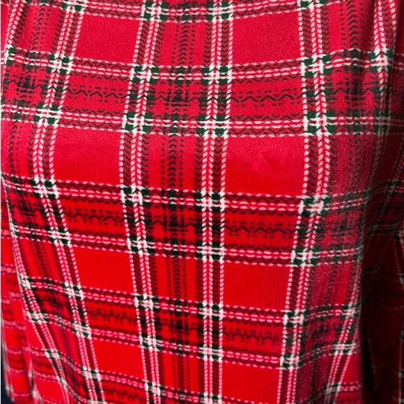 LOFT Women's Velour Blouse in Christmas Red Plaid w/Full Sleeves Size Small - Picture 2 of 6